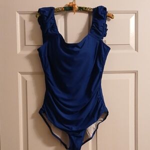 Elegant Blue Women's One-Piece Swimsuit
